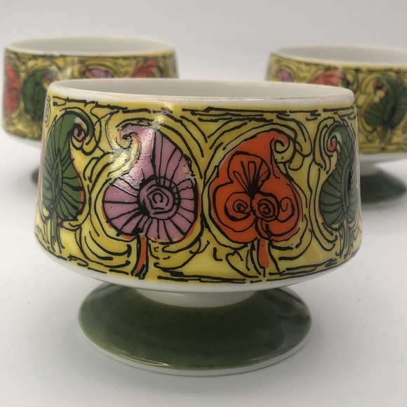 Vintage MCM Nasco Pacesetter Dish Set of 3 JAPAN Avocado green Yellow 1960 - Picture 3 of 6